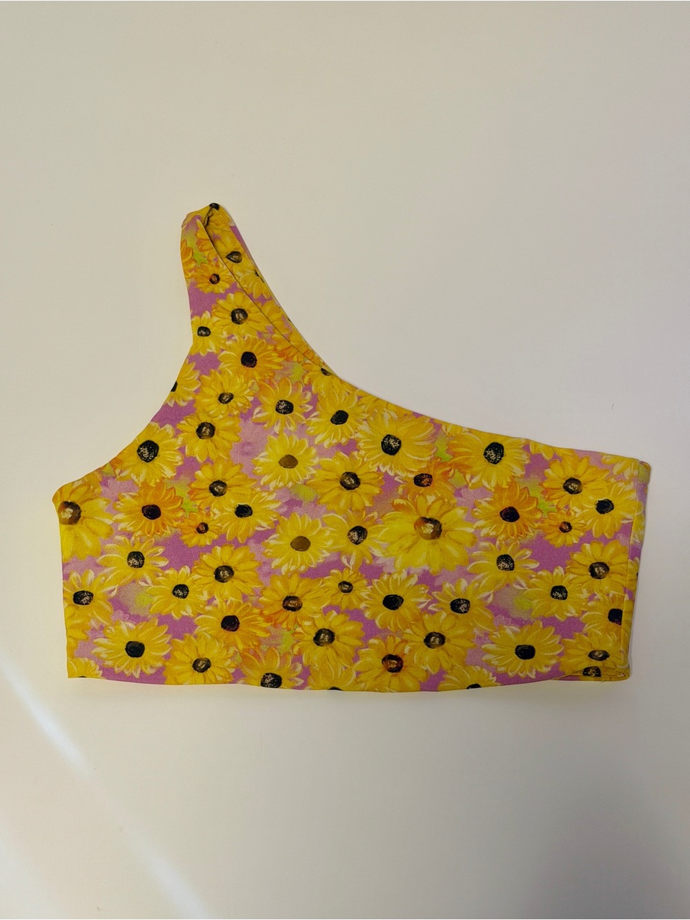 Zara Sunflower One-Shoulder Crop Top